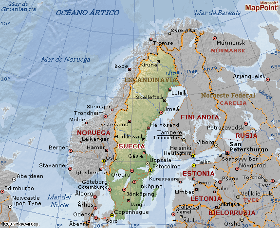 Mapa geografico Suecia